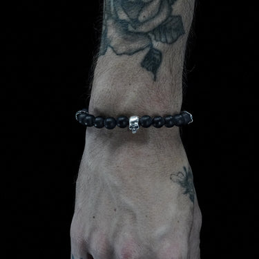 Skull and Femur - Beaded Bracelet - Natural Stone